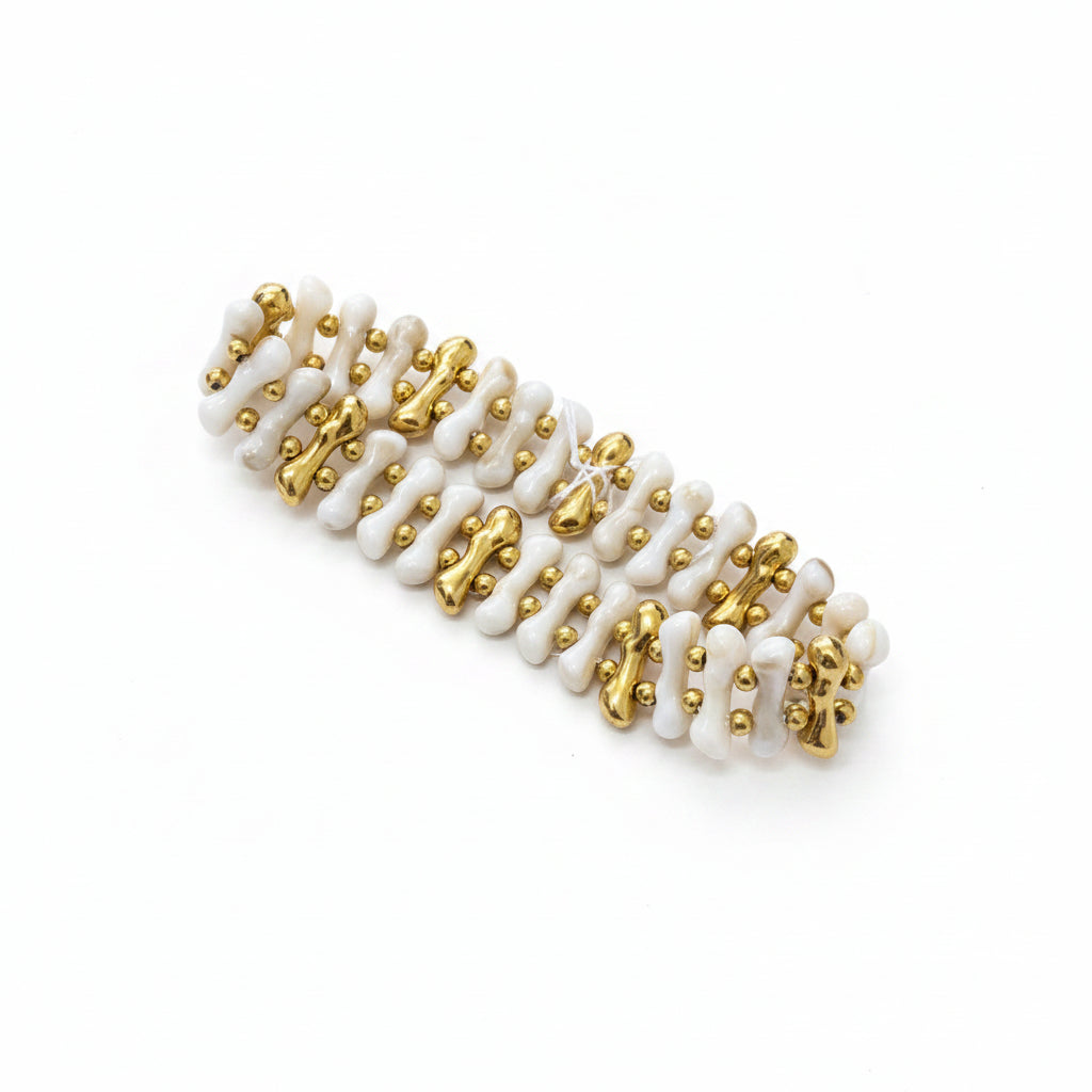 Pulsera de acero con estructuras irregulares con acabado marmolado en dorado y beige - Moments by You