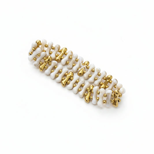 Pulsera de acero con estructuras irregulares con acabado marmolado en dorado y beige - Moments by You