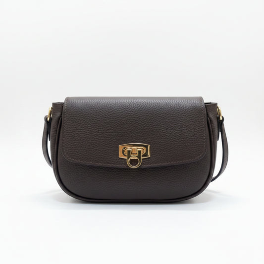 Bolso bandolera piel 100% auténtica color chocolate