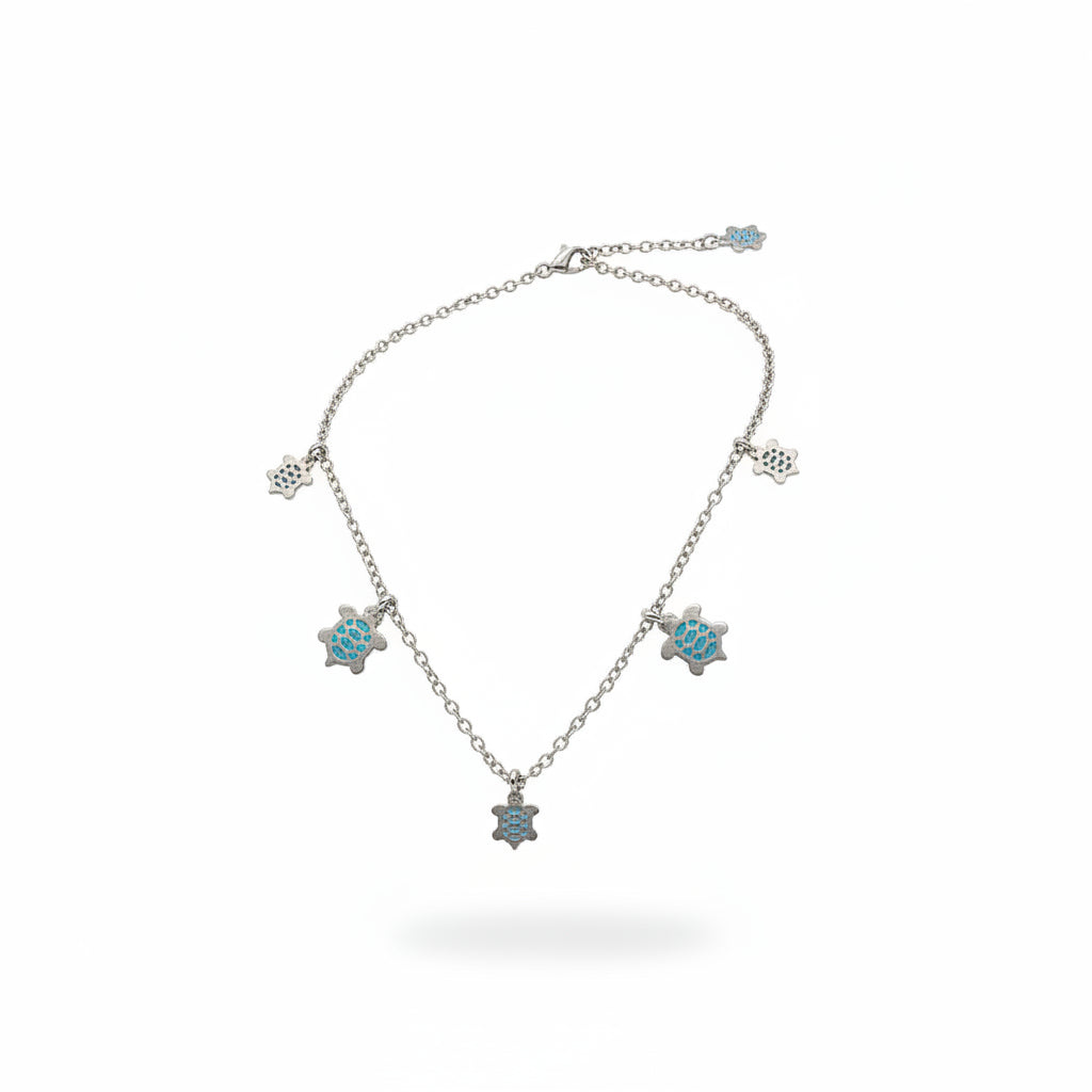 Tobilleras de acero inoxidable con tortugas marinas en acabado plata brillante - Moments by You