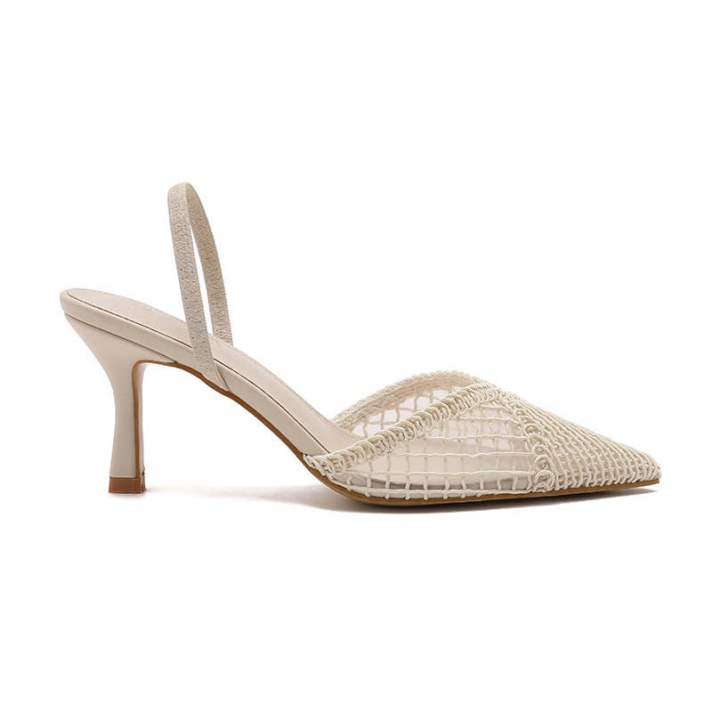Zapato de tacón fino de malla trenzada color beige - Moments by You