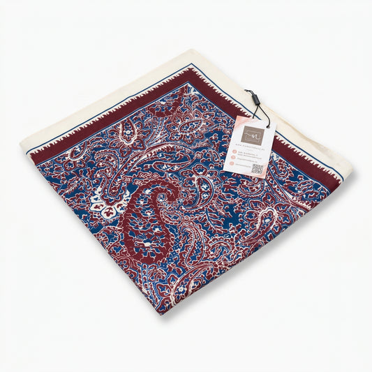 Pañuelo de cuello con un diseño paisley en burdeos y azul - Moments by You