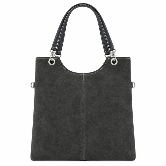 Bolso shopper piel 100% serraje combinado con asas negras