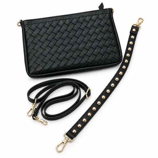 Bolso bandolera de piel 100% auténtica trenzado