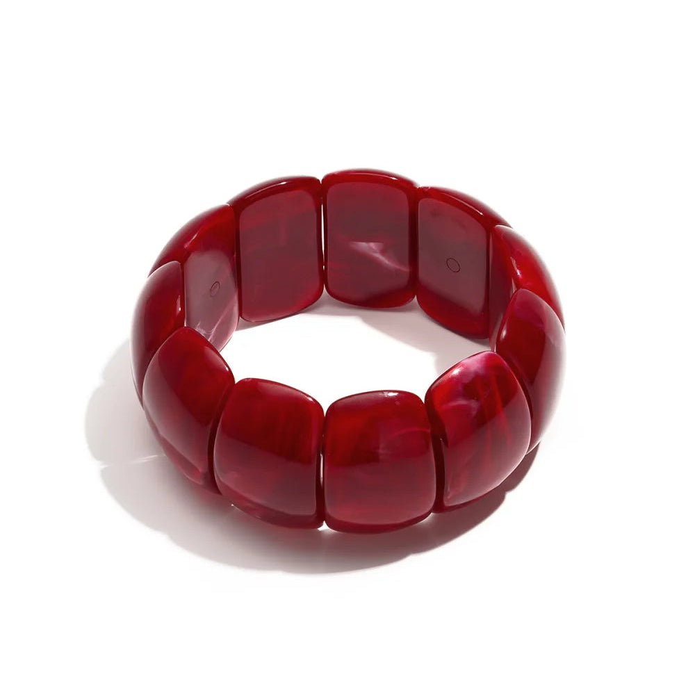 Pulsera acrílica elástica con acabado marmolado