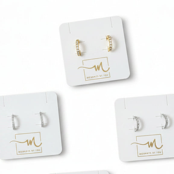 Pendientes cortos en forma de argolla con circonitas - Moments by You