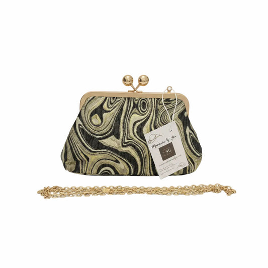 Bolso fiesta tipo clutch con diseño abstracto de olas en varios tonos de verde - Moments by You