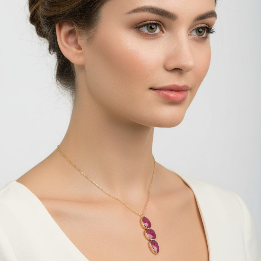 Collar con piedras naturales y forma lágrima irregular - Moments by You