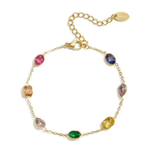 Pulsera de acero con cristales de varios colores y acabado oro - Moments by You