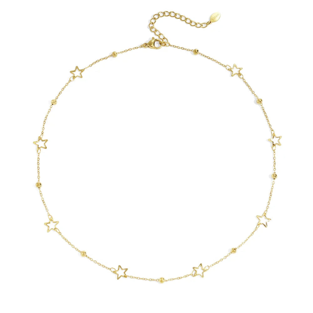 Collar de acero con esferas y estrellas
