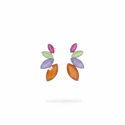 Pendientes de metal/acero largos con cristales de colores variados - Moments by You