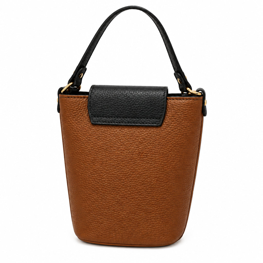 Bolso bucket piel 100% auténtica en colores combinados