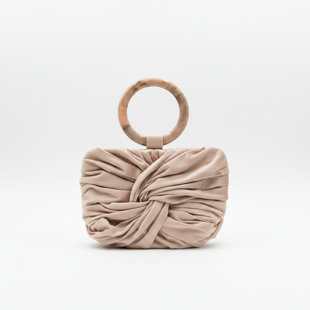 Bolso de fiesta limosnera con asas circulares y diseño fruncido - Moments by You