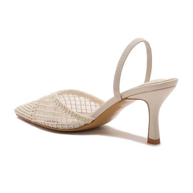 Zapato de tacón fino de malla trenzada color beige - Moments by You