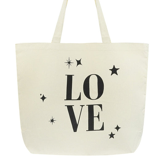 Bolso tipo shopper de lona blanco love