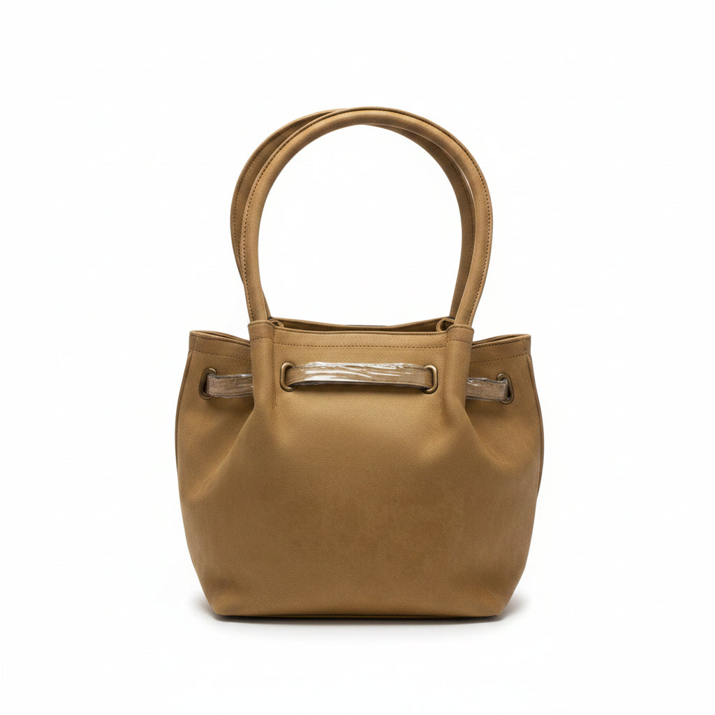 Bolso tipo shooper piel melocotón con asas largas color marrón - Moments by You
