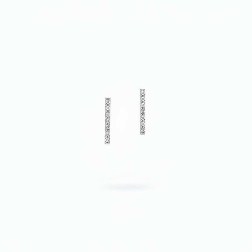 Pendientes largos de acero en forma de barra vertical con circonitas - Moments by You