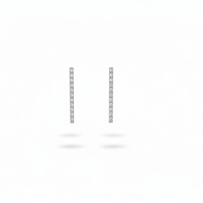 Pendientes largos de acero en forma de barra vertical con circonitas - Moments by You