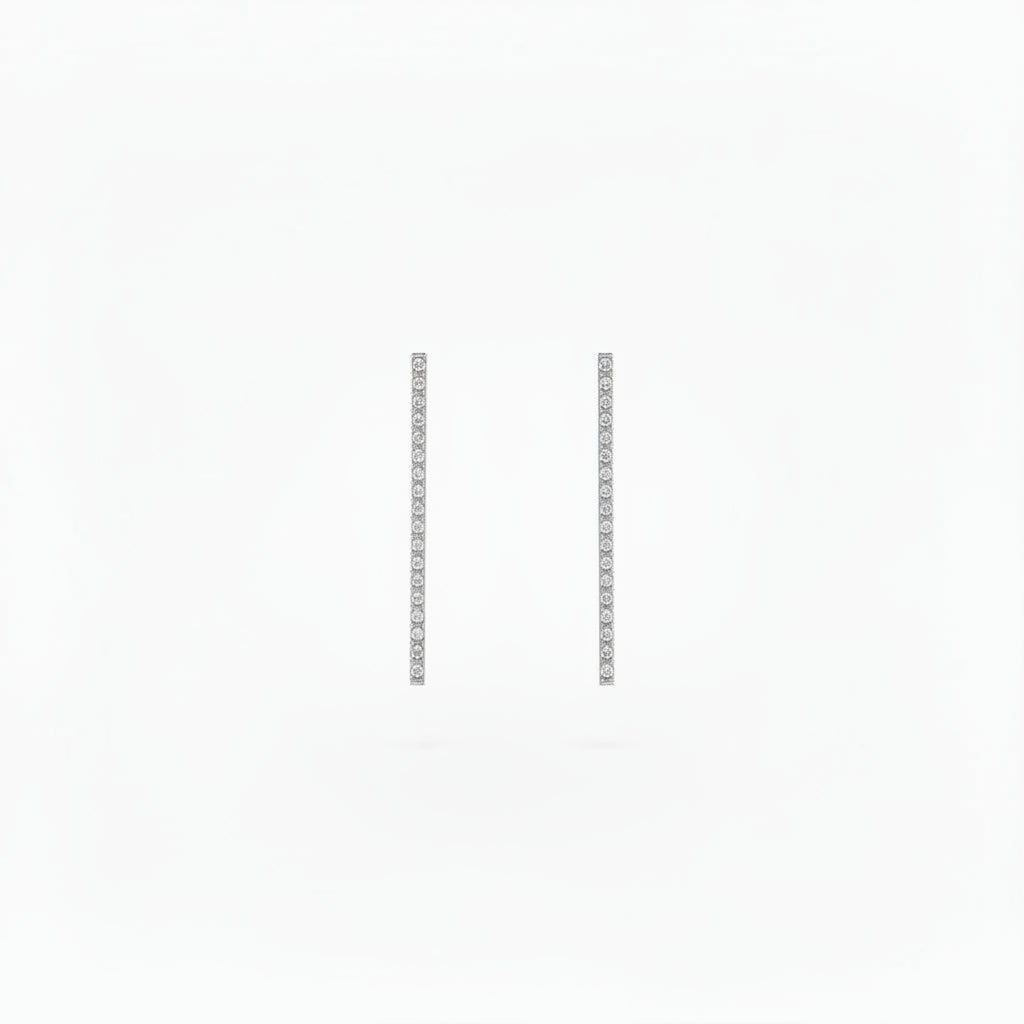 Pendientes largos de acero en forma de barra vertical con circonitas - Moments by You