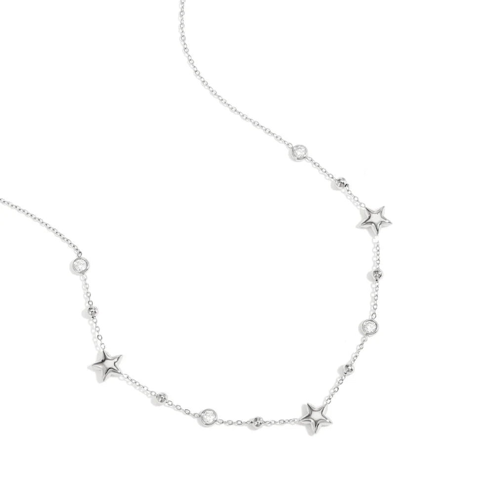 Collar de acero con estrellas, circonitas y esferas