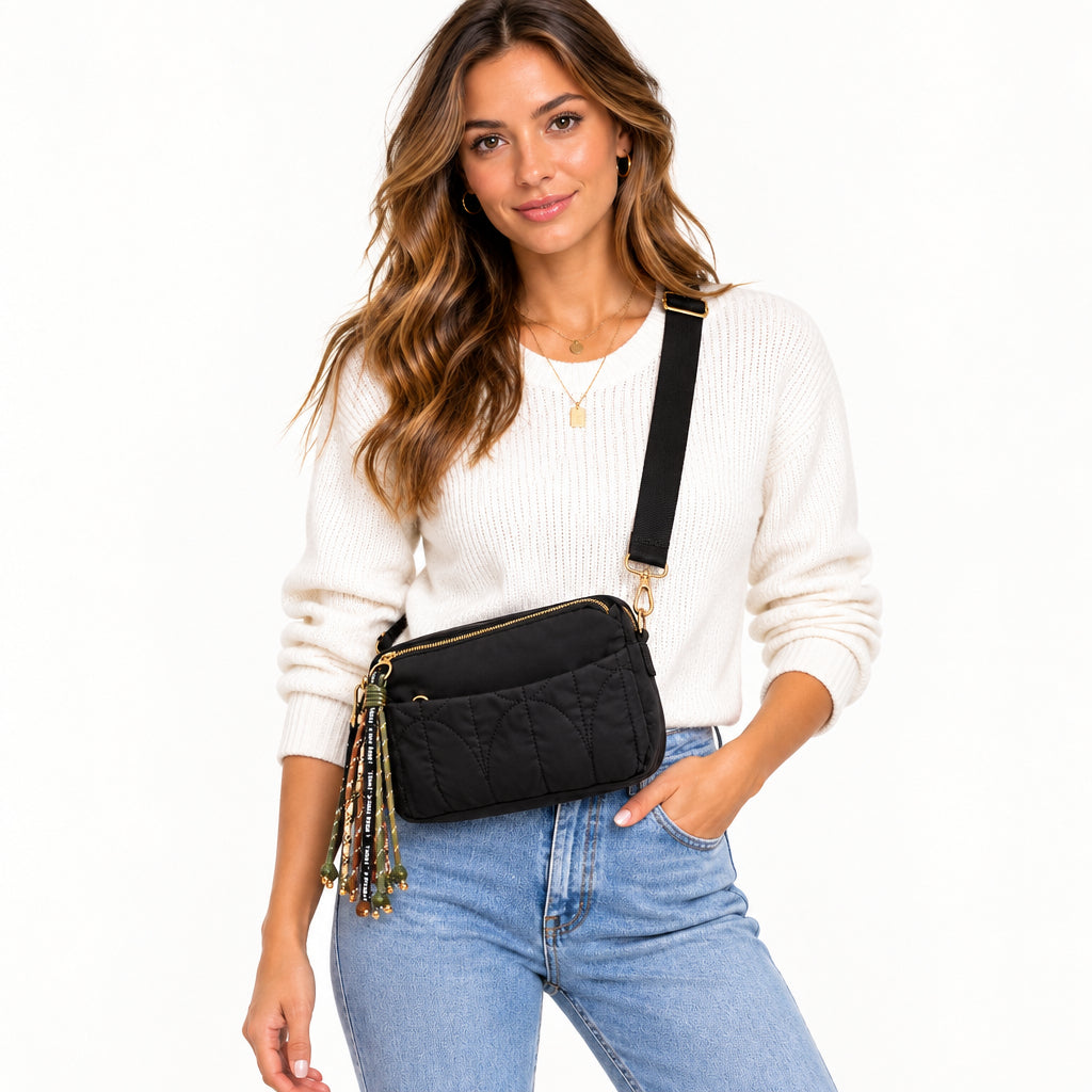 Bolso bandolera nylon con llavero de cuerdas