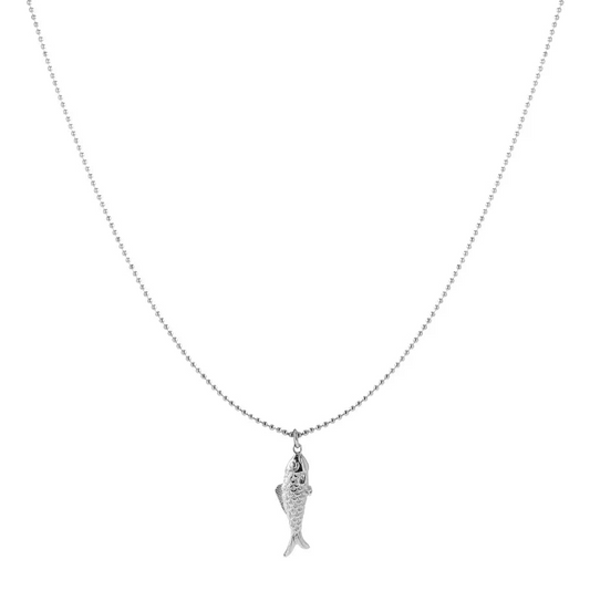 Collar de acero con dije de pescado en acabado plata - Moments by You