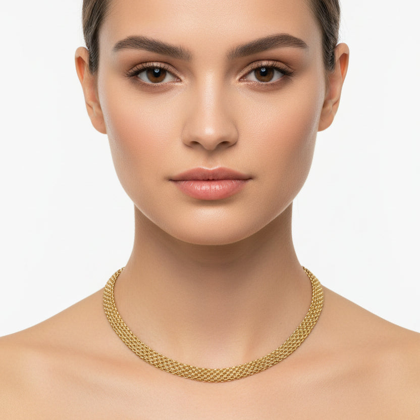 Silver zirconia steel necklace