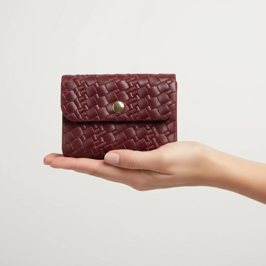 Monedero de piel 100% vacuno cuadrado con relieve y cierre click varios colores