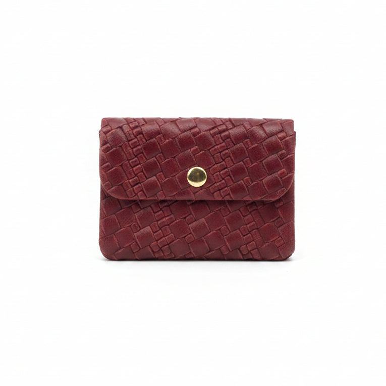 Monedero de piel 100% vacuno cuadrado con relieve y cierre click varios colores