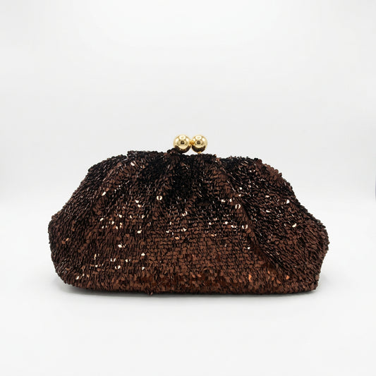 Bolso fiesta tipo clutch de lentejuelas y bolas vintage