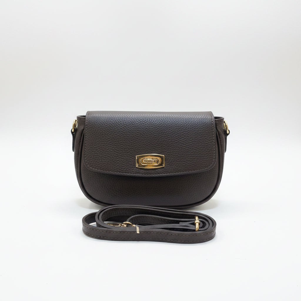 Bolso bandolera piel 100% auténtica color chocolate