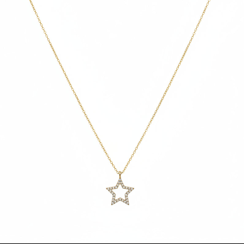 Collar de acero con dije de estrella o círculo con brillis - mbyou - Moments by You