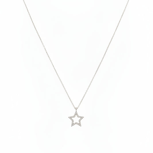 Collar de acero con dije de estrella hueca con circonitas - Moments by You