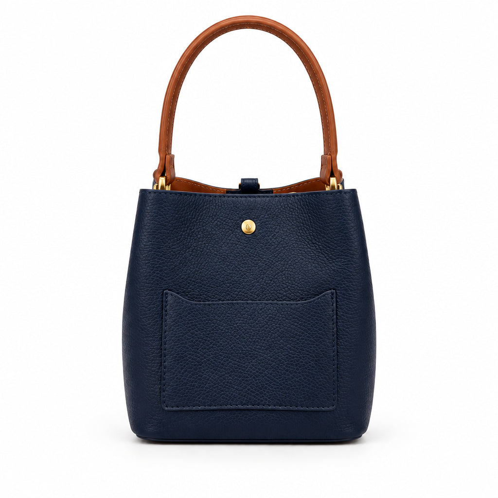 Bolso bucket piel 100% auténtica en colores combinados