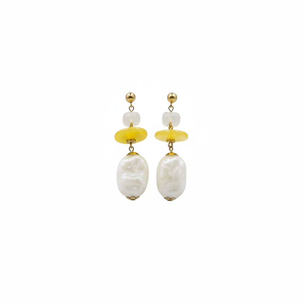 Pendientes de acero largos tres alturas piedras en distintas formas y colores