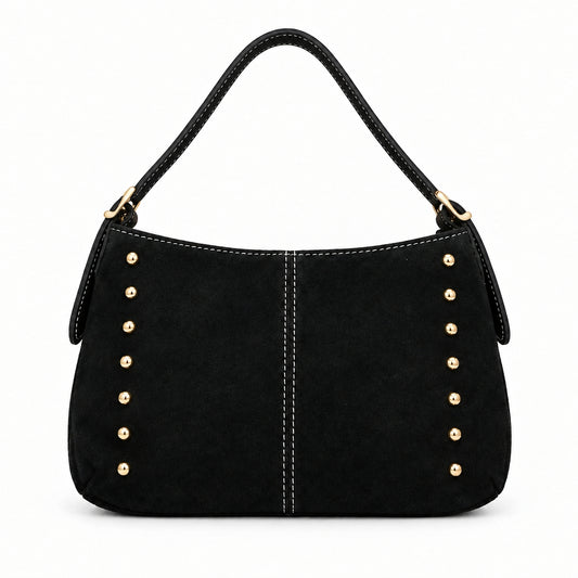 Bolso de piel 100% vacuno ante con tachuelas doradas - Moments by You