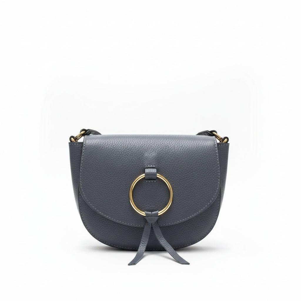 Bolso bandolera piel 100% vacuno forma oval y detalle dorado - Moments by You