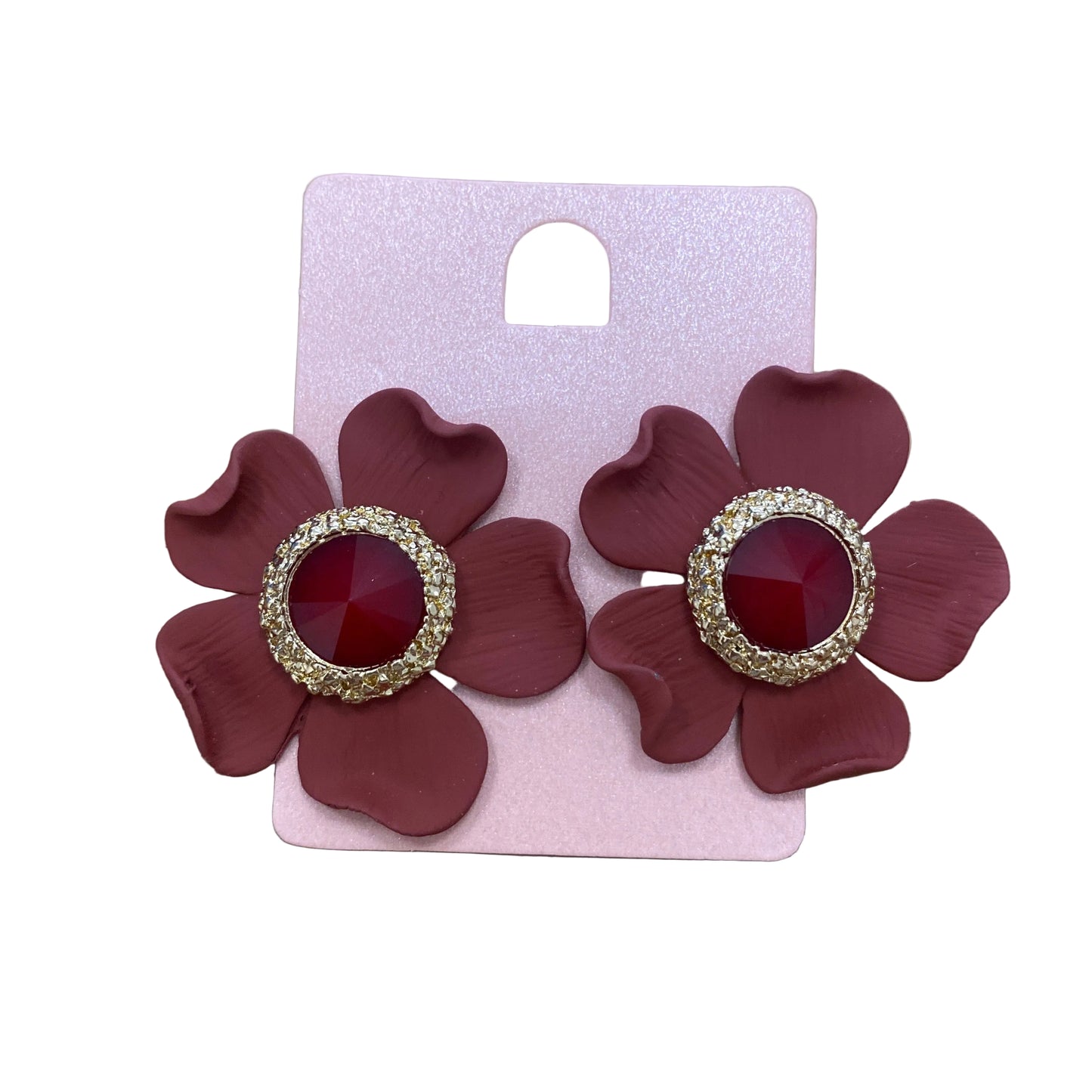 Pendientes cortos con forma de flor touquet con cristal