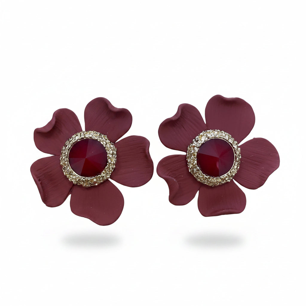 Pendientes cortos con forma de flor touquet con cristal - Moments by You