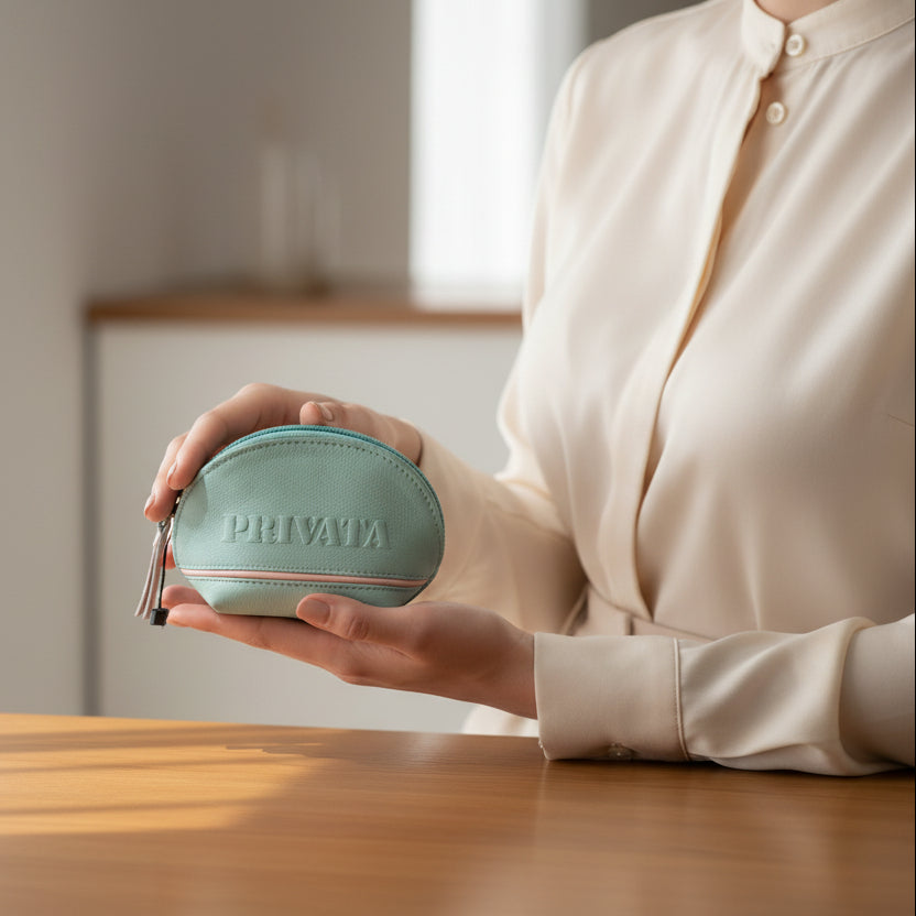 Monederos Privata piel 100% vacuno estampado liso en turquesa y con una raya en rosa - Moments by You