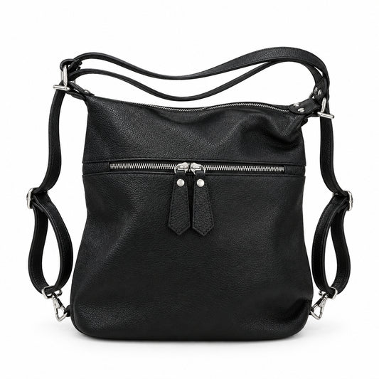Bolso convertible en mochila piel 100% auténtica con cremallera horizontal - Moments by You