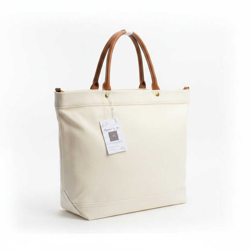 Bolso de mano y bandolera tipo shopper de loneta con detalles en camel - Moments by You