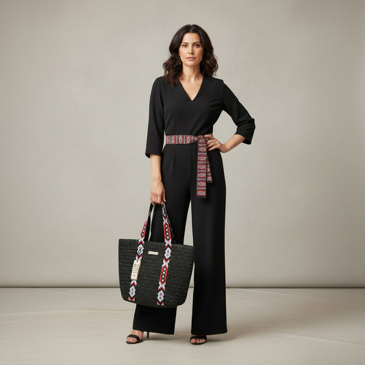 Bolso tipo shopper estilo rafia con una tira estilo étnico - Moments by You