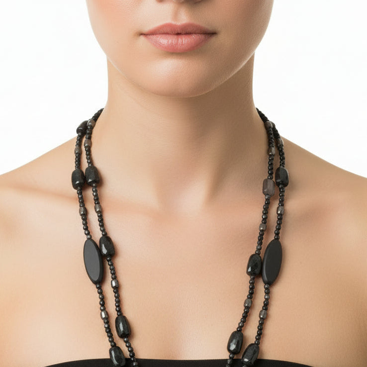 Collar largo doble tira con cuentas irregulares y traslucidas en varios colores - Moments by You
