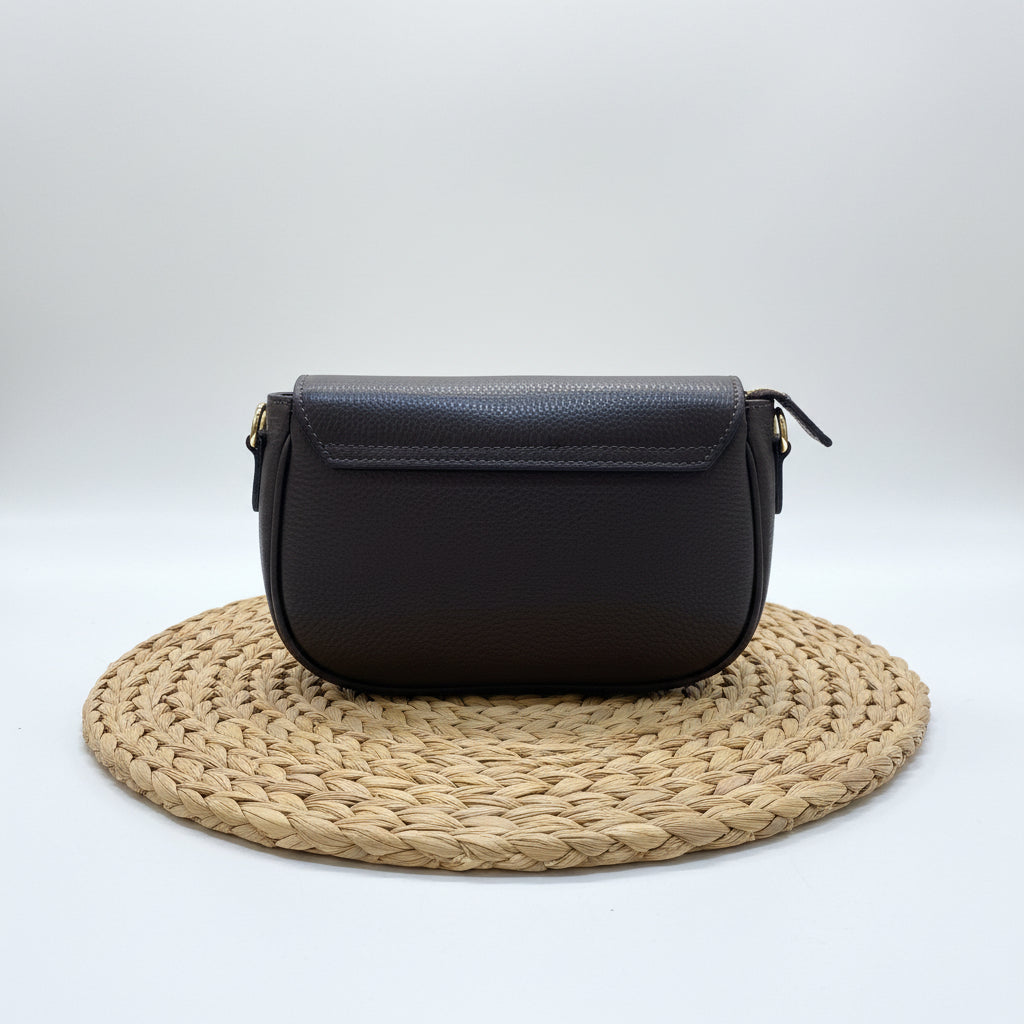 Bolso bandolera piel 100% auténtica color chocolate