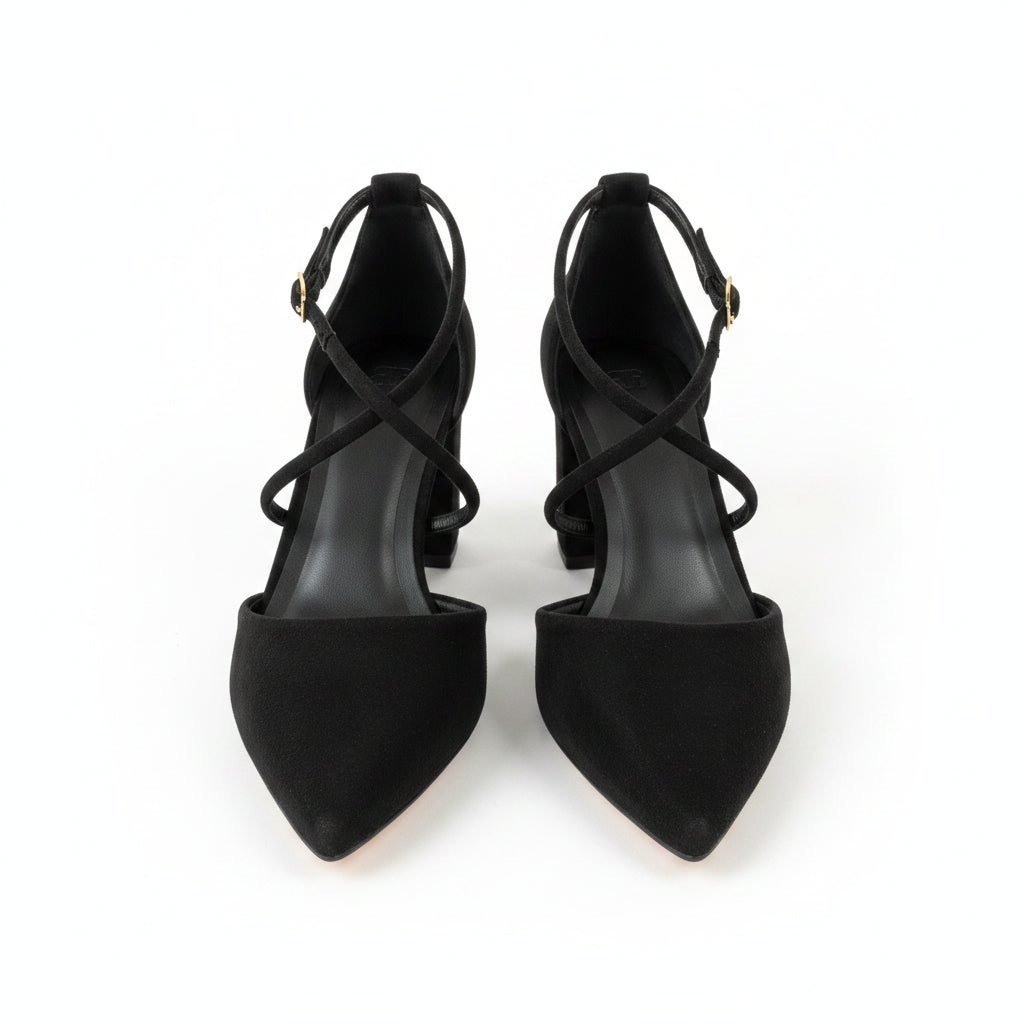 Zapatos de salón de mujer cerrados con pulsera al tobillo negro