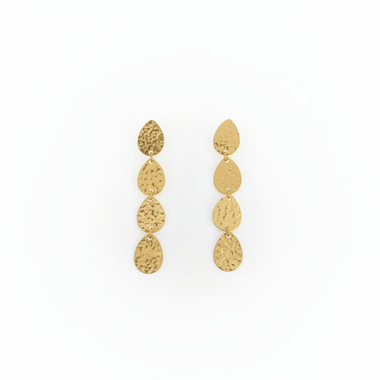 Pendientes de acero con cuatro alturas en forma de gota y textura en acabado oro - Moments by You
