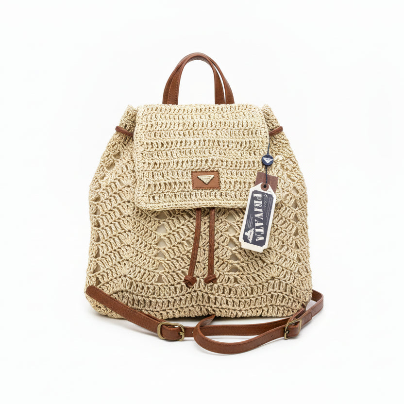Mochila estilo rafia trenzada con cierre ajustable - Moments by You