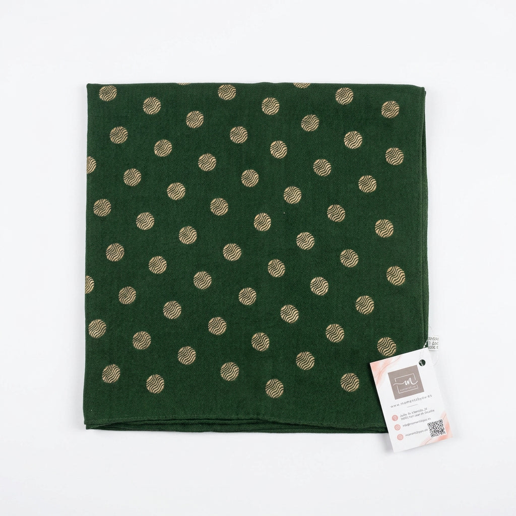 Pañuelo cuello con un estampado de círculos con diseño ondulado en verde - Moments by You