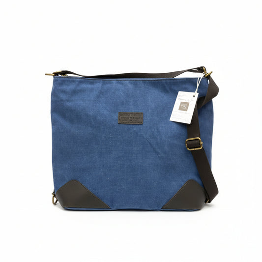 Bolso y mochila shopper loneta combinado con piel marrón chocolate